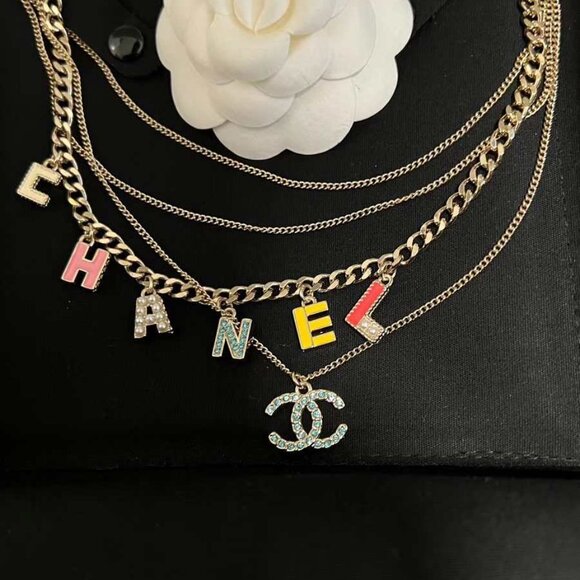 Authentic CHANEL Blue Crystal Pearl Inlaid Colored CCS Necklace - Picture 5 of 6